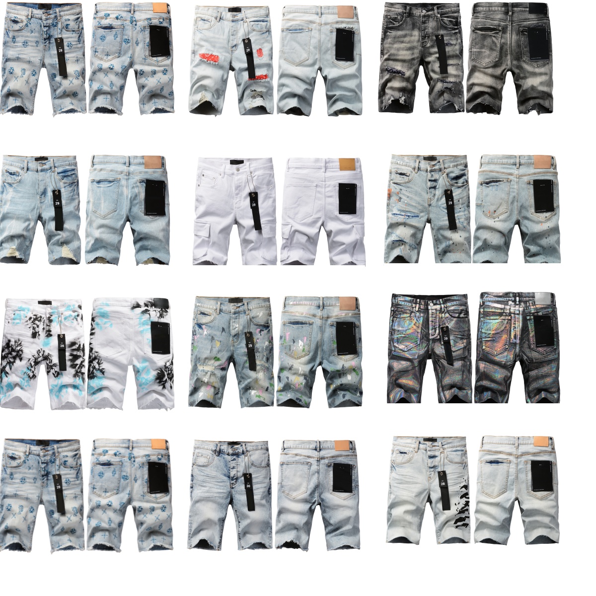 New designer shorts mens purples jeans shorts summer fashion Trousers Brands Jeans beach pants High quality street wear Denim Jeans Hole Purples Shorts for Mens 5A