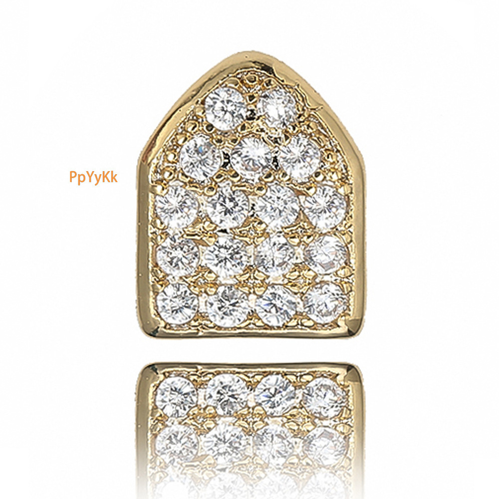 New Arrival Premium Single Tooth 18k Gold Plated Moissanite Diamond-cut Iced Out Hip Hop Grillz Teeth Accessories