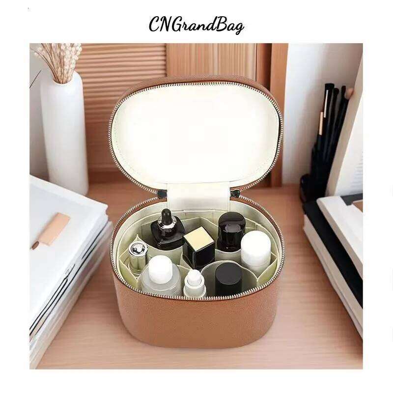 Custom Name New Hot Pebble Leather Removable Separate Washing Travel Portable Storage Cosmetic Bag