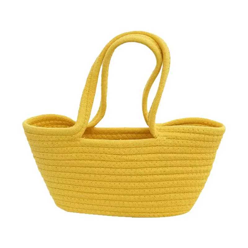 Fashionable Woven Bucket Bag Summer Handbag Single Shoulder Bag Versatile INS Vegetable Basket Handle Bag New Model XJ250627