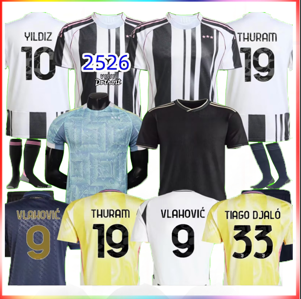 25 26 Juventu Soccer Jersey 2025 Dusan Vlahovic Kenan Yildiz Timothy Weah Andrea Cambiaso Nicolo Savona Samuel Mbangula Francisco Conceicao Manuel Locatell