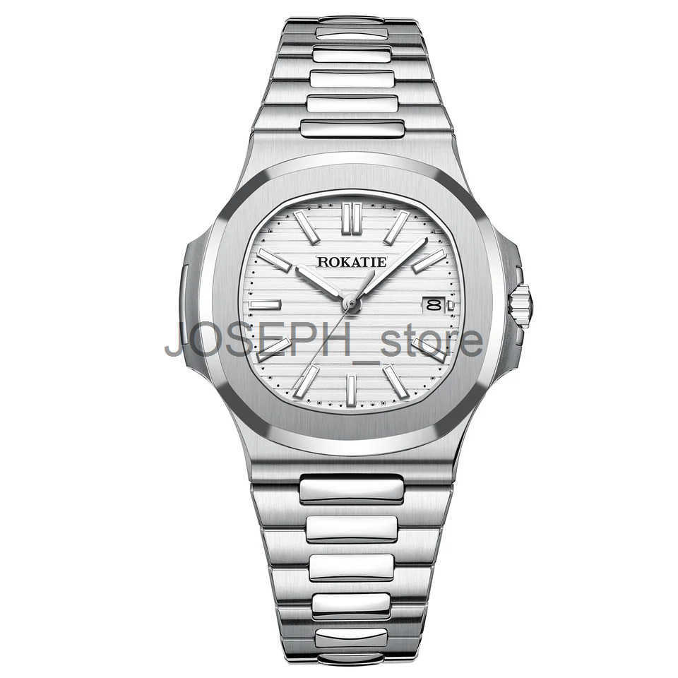 ROKATIE 2024 Luxury 9015 Japanese Movement Stainless Steel Watch 38mm Case Luminous Feature Day 50m Waterproof for Men J250628