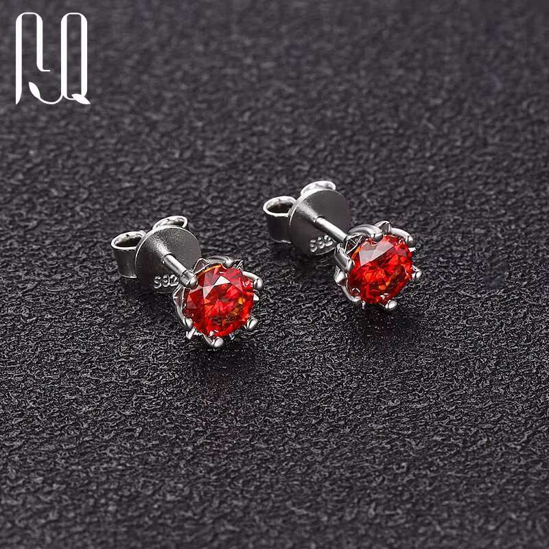 Wholesale Jewelry Red Yellow Black Green Champagne Aquamarine Blue Purple Rainbow Tanzanite Blue Pink Color Moissanite Earrings