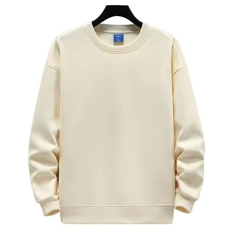 New Men's Crewneck Sweatshirt Autumn Winter Trendy Brand Solid Color Versatile Casual Loose Hoodless Pullover Base Shirt