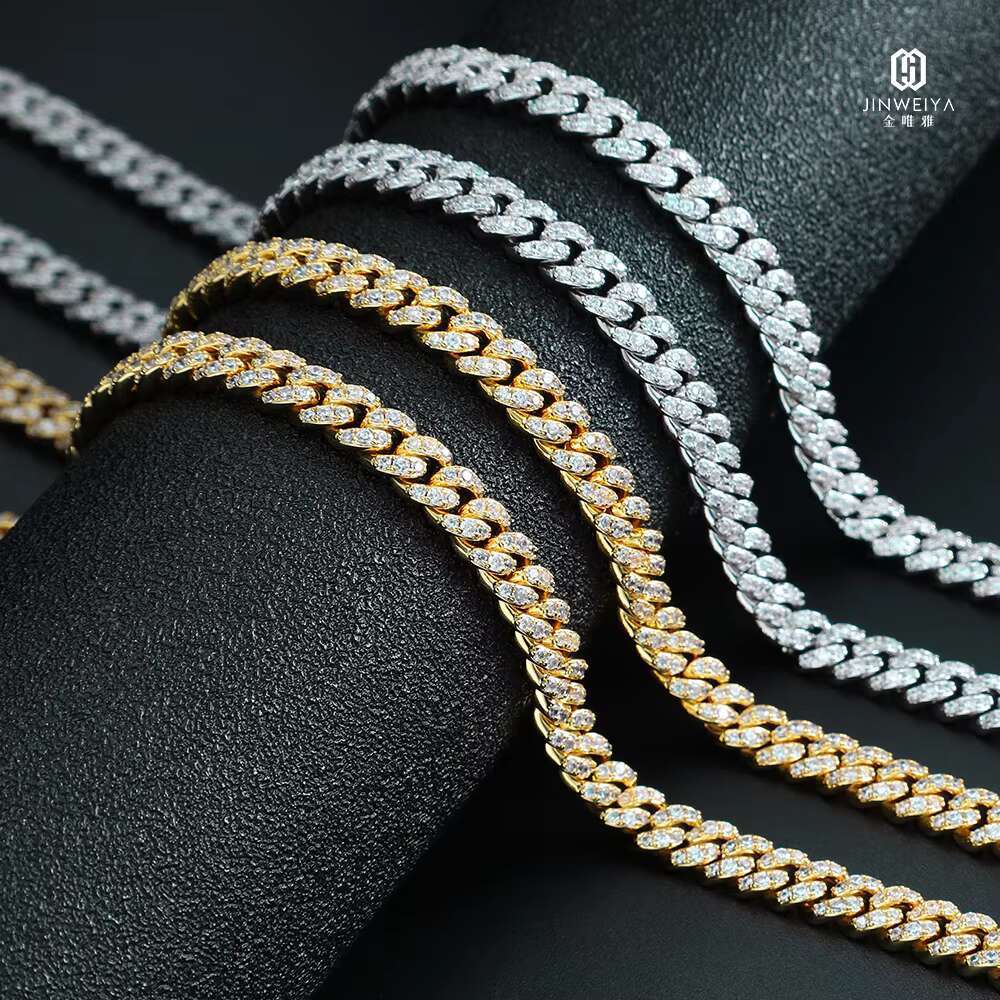 2025 New Design Custom S925 Silver Hip Hop Style Moissanite Cuban Necklace