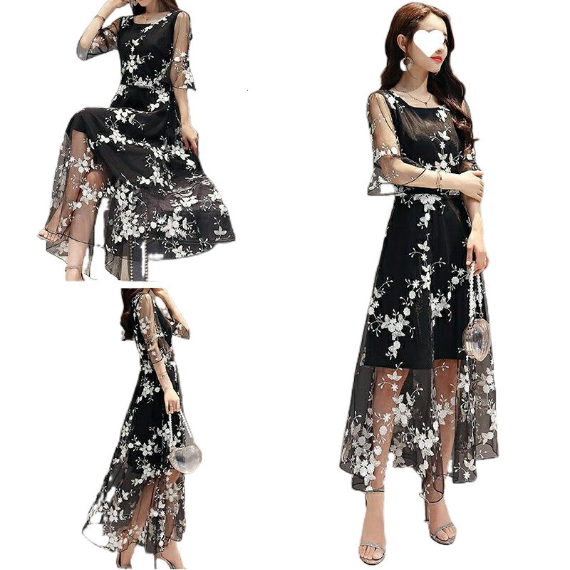 Summer Self Portrait Runway Dress Women Floral Embroidery Sequined Long es Mesh Vacation Beach Vestidos 210506