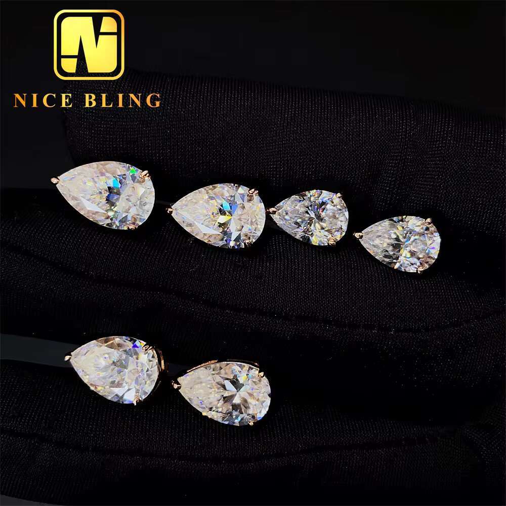 925 Sterling Silver Luxury Ear Studs VVS GRA Gertificate Pear Cut Women Custom Fine Jewelry Moissanite Stud Earring for Women