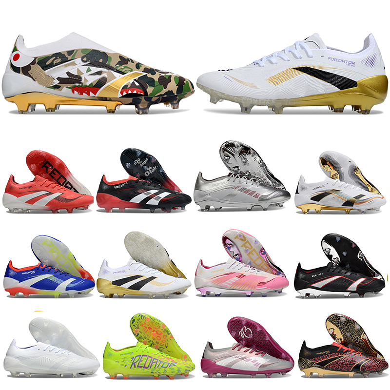 Mens Laceup Ba pe x Predatro 25 BelliGold Cleats Belinghams TEAMGEISTPink David Beckhams FG Soccer Shoes PREDAT0R Elite Road To Glory Football Boots