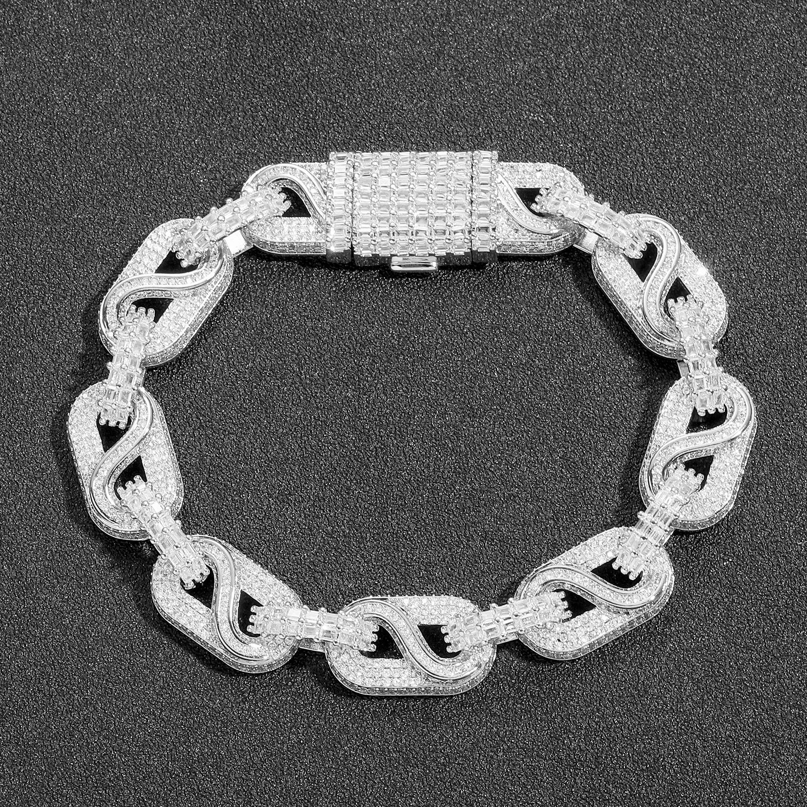 New Fashion T-Shaped Square Mixed Cut Moissanite Infinity Loop Chain - Trendy Streetwear Men's Hip Hop Iced Out Bracelet Passes the diamond teste