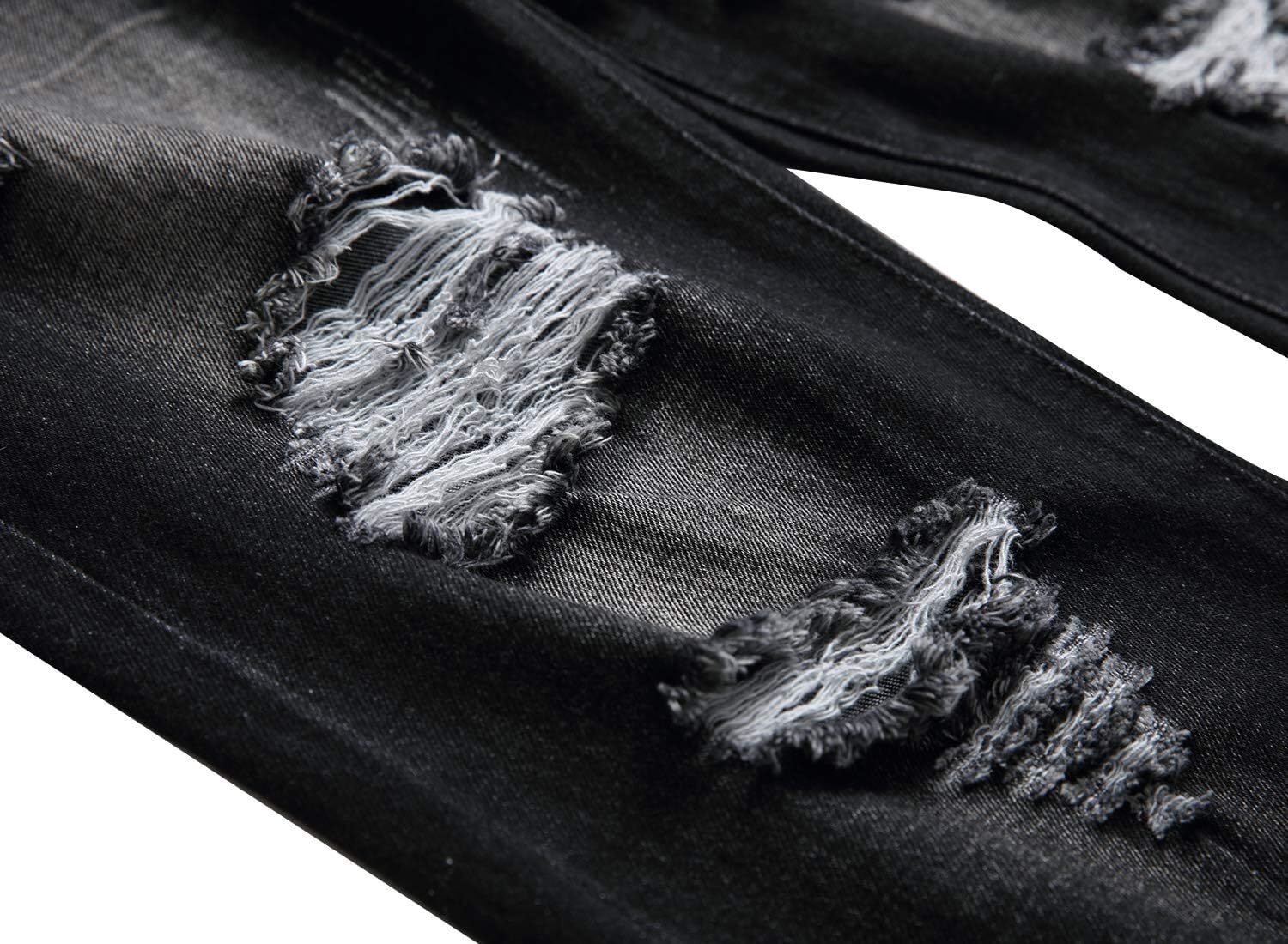 Designer jeans, luxurious pants, sporty and casual pants, men's worn-out jeans, retro washed slim-fit straight-leg jeans, blue jeans, torn trouse