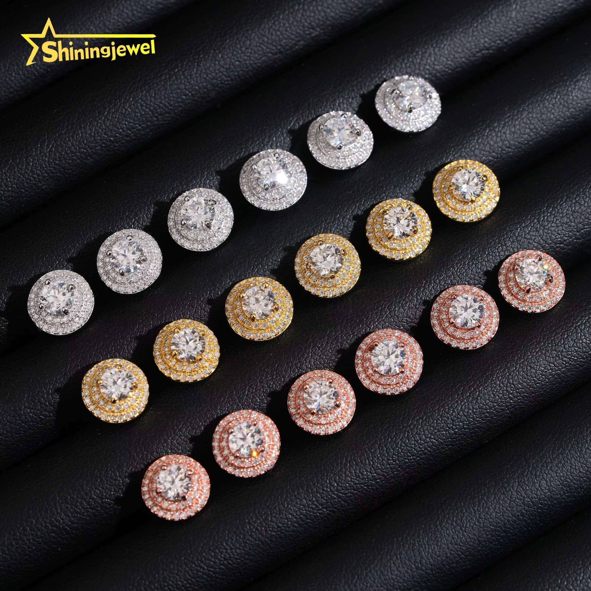 Hip Hop Fine Jewelry Cluster 925 Silver Iced Out GRA Certified VVS Moissanite Diamond Earrings