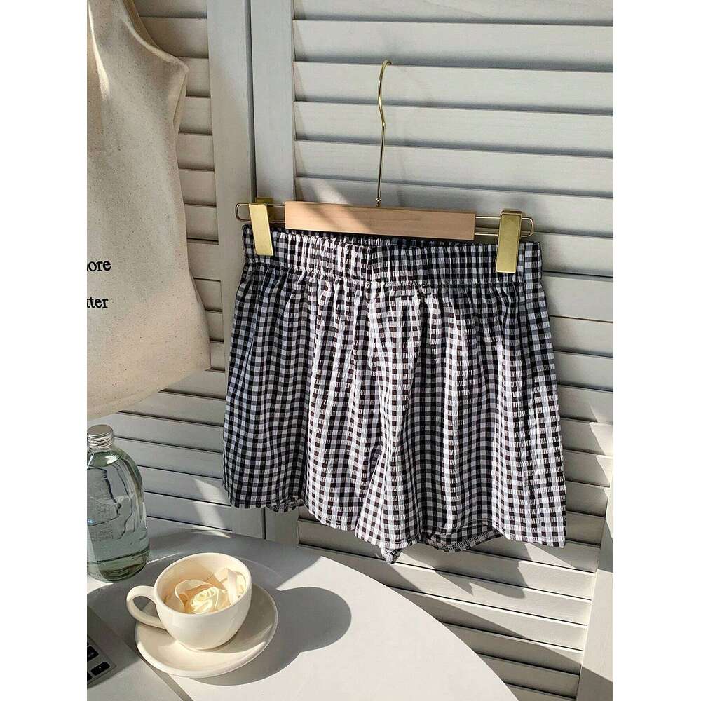 Cross-Border New Retro Print Dopamine Color Casual Shorts Plaid Striped Versatile Fashion Loose Pants
