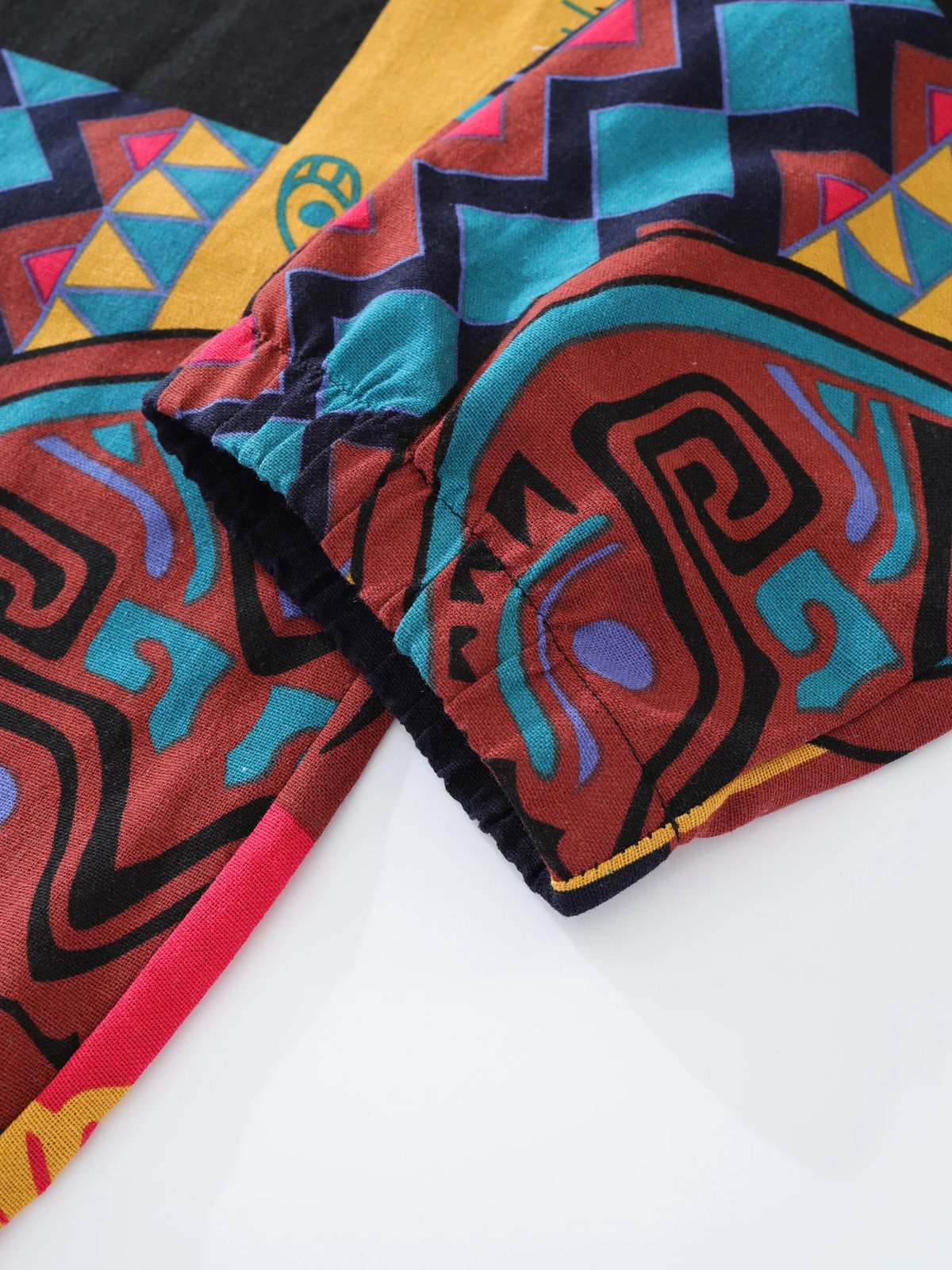 Mens Boho Tribal Print Stretch Linen Pnats Cotton Blend Drawstring LightWeight Trousers with Pockets Summer Jogger Pants 250725