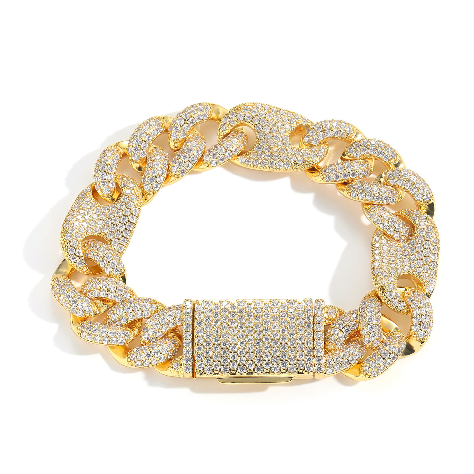 15MM 3:1 Pig Nose Bubble Cuban Chain VVS Moissanite Iced Out Hip Hop Men's Trendy Statement Bracelet Passes the Diamond Tester