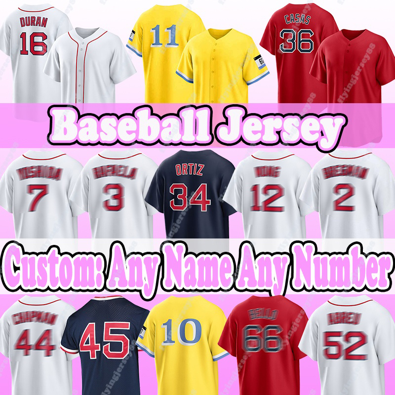 16 Jarren Duran Baseball Jerseys11 Rafael Devers 36 Triston Casas 45 Pedro Martinez 44 Aroldis Chapman 10 Trevor Story 52 Wilyer Abreu 9 Ted Williams Red Sox