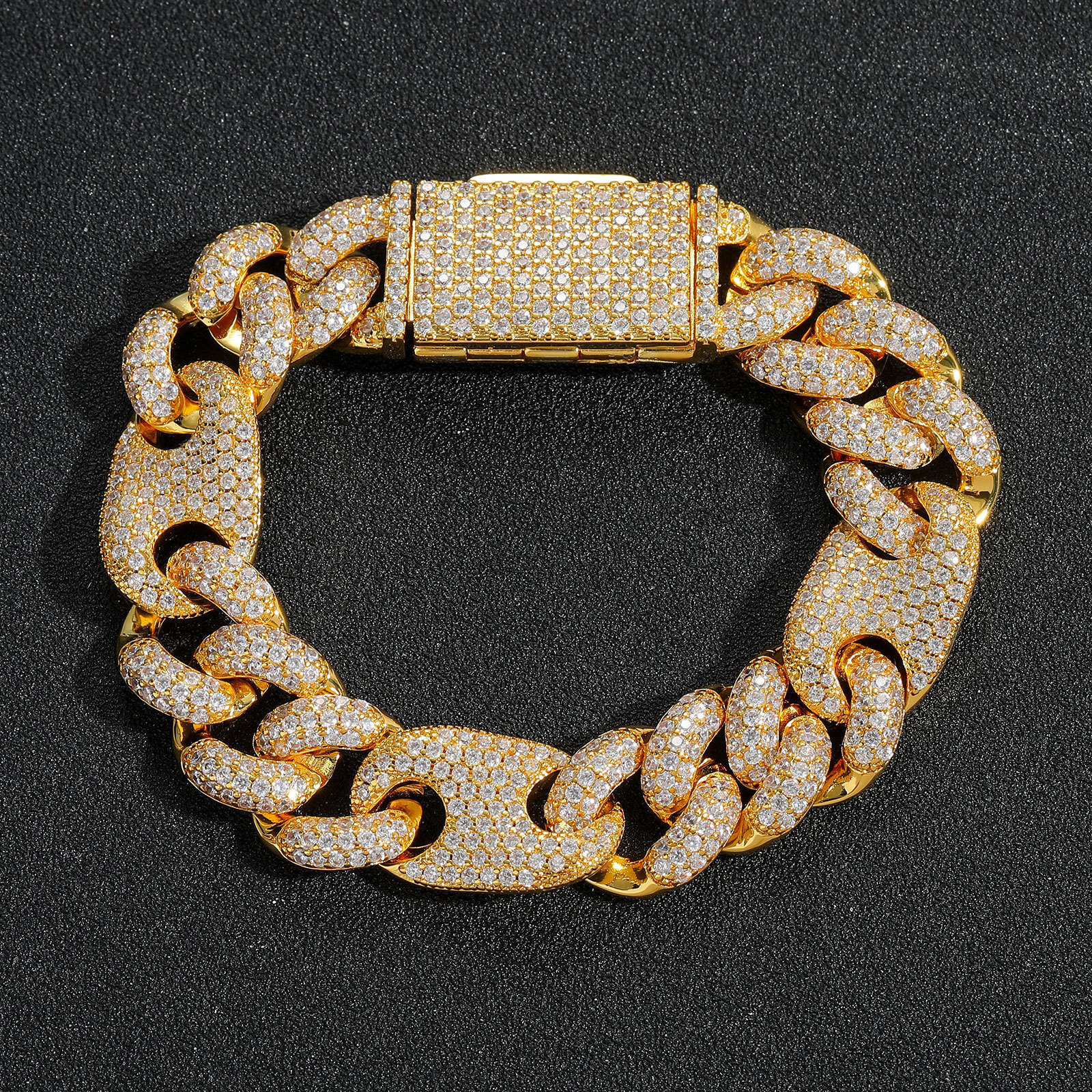15MM 3:1 Pig Nose Bubble Cuban Chain VVS Moissanite Iced Out Hip Hop Men's Trendy Statement Bracelet Passes the Diamond Tester