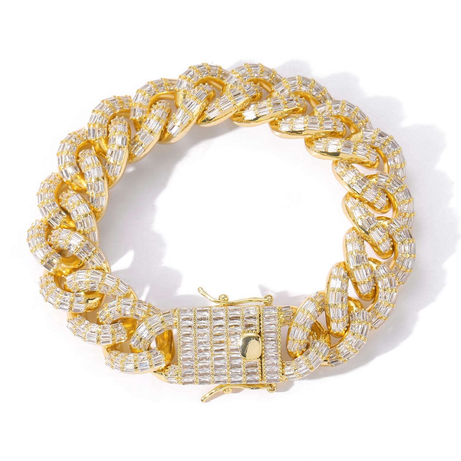 16MM Punk Hip Hop Square Zircon Cuban Chain VVS Moissanite Iced Out Men's Minimalist Bracelet Necklace Passes the Diamond Tester