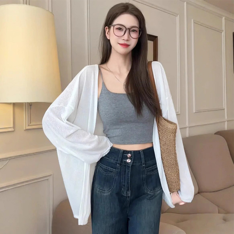 FD215 Summer Korean loose air conditioning blouse thin temperament women's cardigan