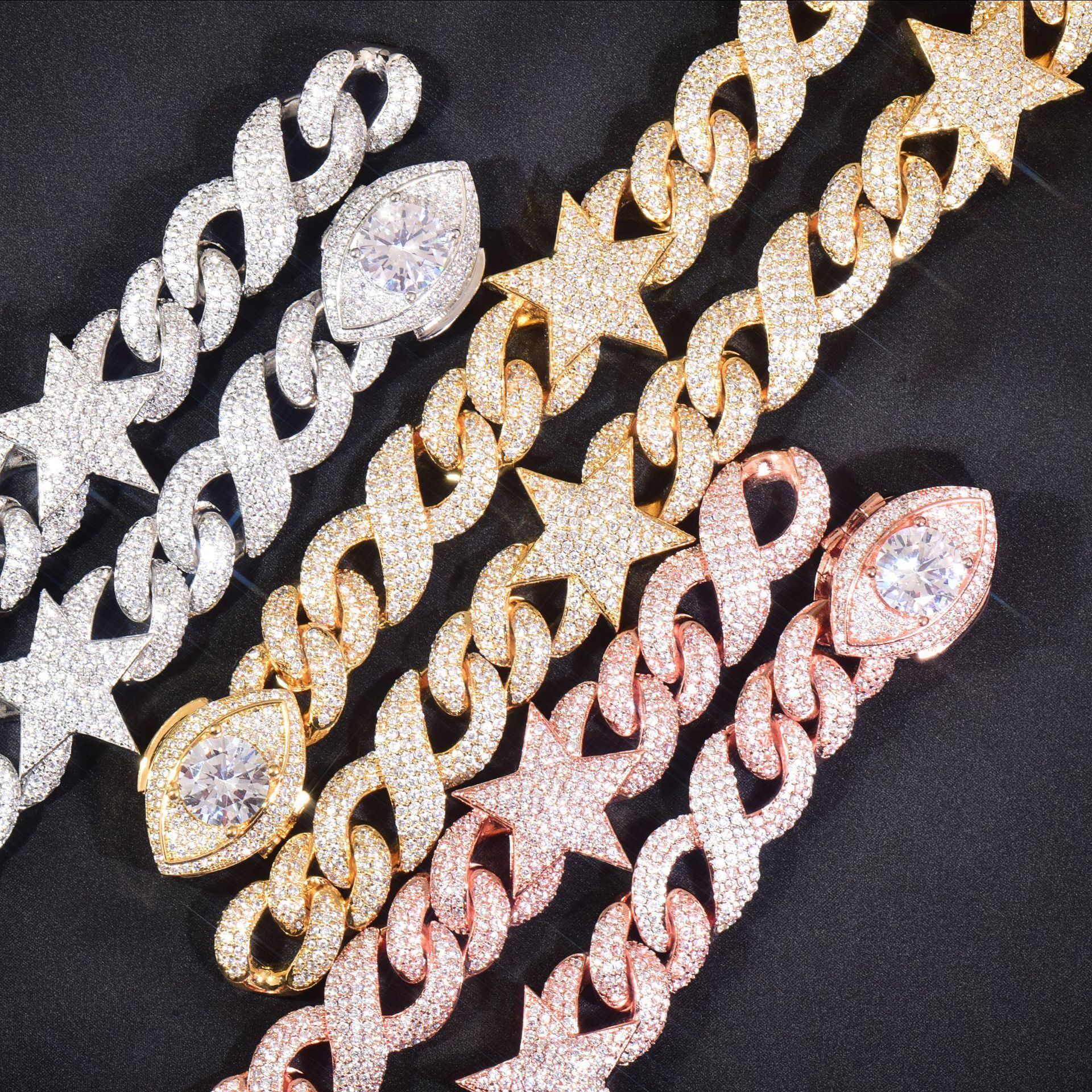 Luxury VVS Moissanite Iced Out Hip Hop Twist Braided Chain Unisex Versatile Trendy Statement Jewelry Pass the diamond tester