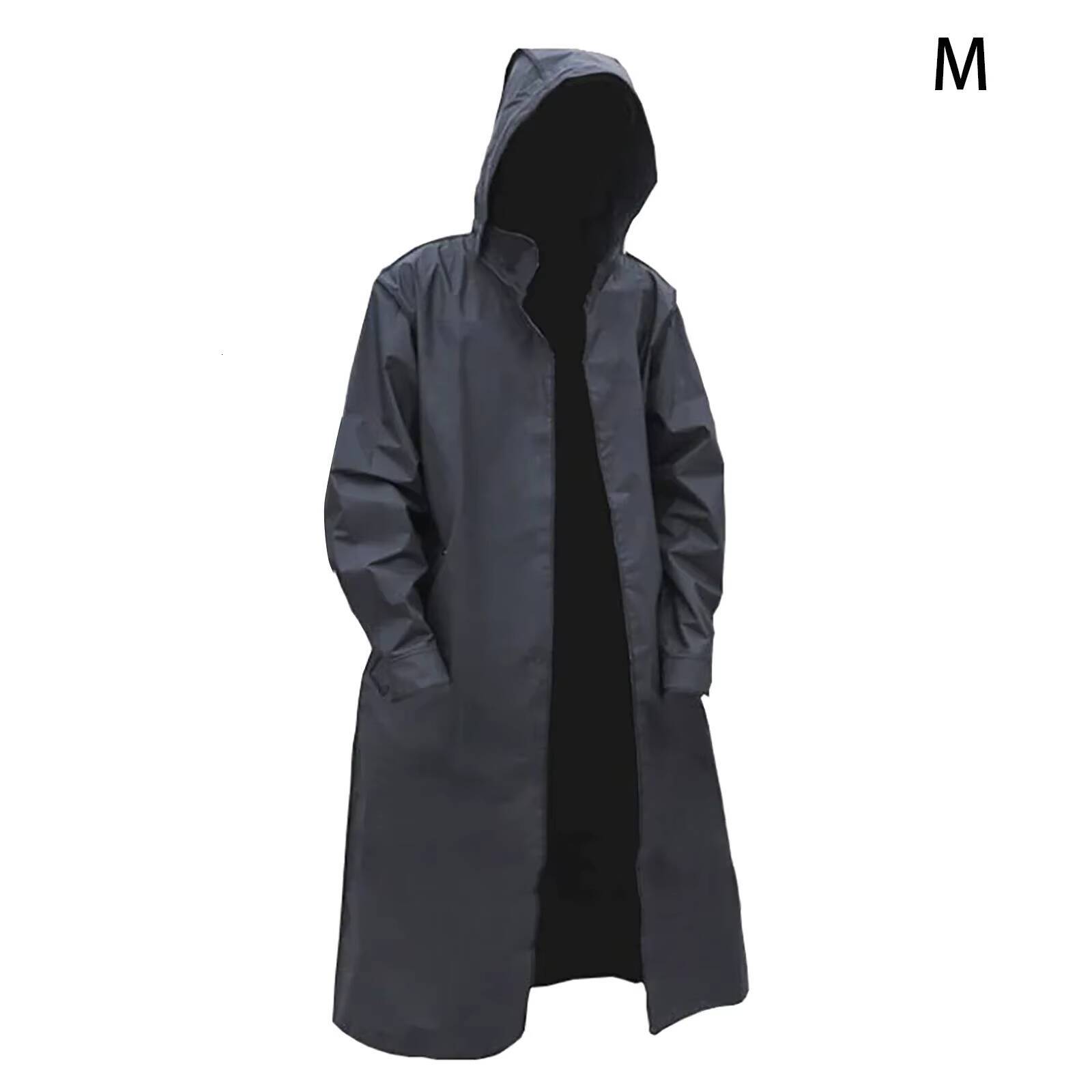 Black Windproof Raincoat Capes Long Style Overcoat Fashion Temperament Gift Toussaint Super Cool Cosplay Costumes