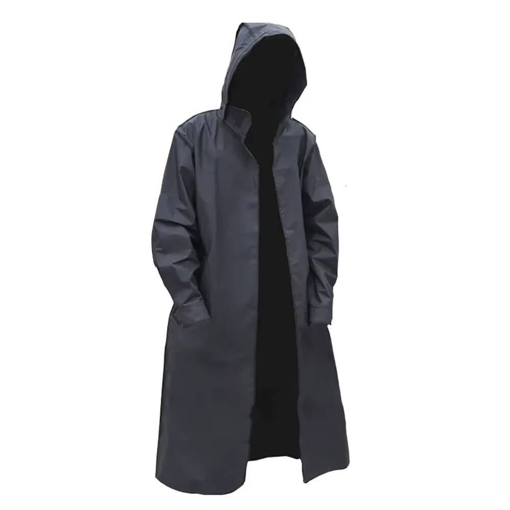 Black Windproof Raincoat Capes Long Style Overcoat Fashion Temperament Gift Toussaint Super Cool Cosplay Costumes