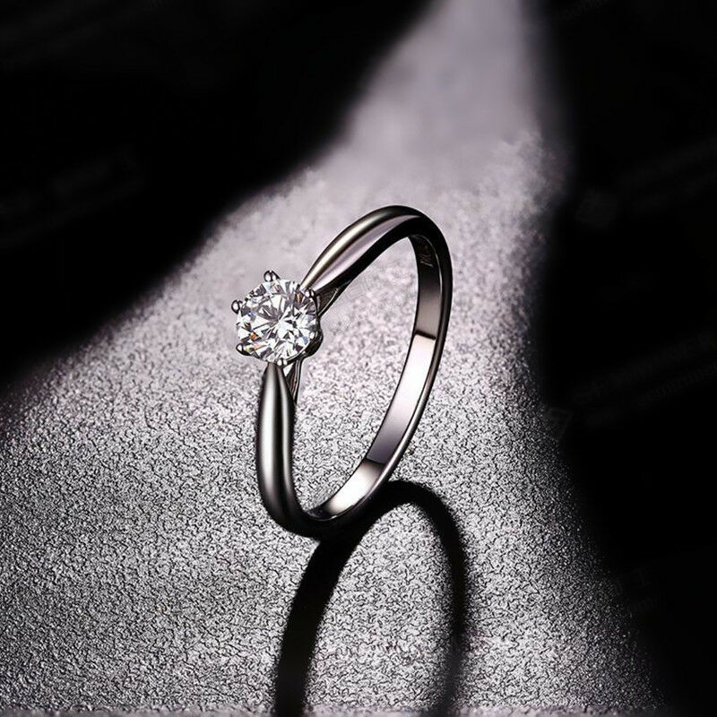 2025 Drop Ship Wedding Rings Women Simple Fashion Jewelry Classical 6 Claw 925 Sterling Silver Round Lab Moissanite Diamond Eternity Lady Bridal Ring 