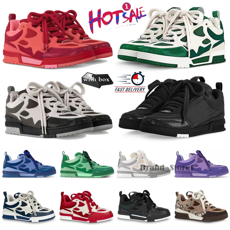 Designer Skate Series Sneakers luxury Men Women Casual Shoes Top quality Calfskin Platform Trainers Leather Abloh Black White Green Red Blue Lace-up Sneaker