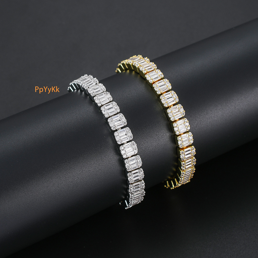 Luxury Moissanite Iced Out Hip Hop Bracelet for Men High-Quality Diamond-Accented Statement Jewelry from Trendy Streetwear Brands Pass the diamond tes