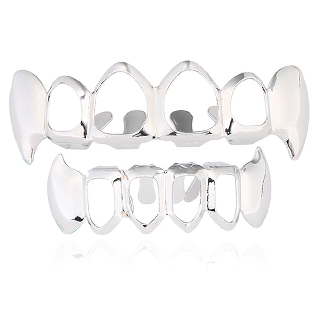 New Arrival Hip Hop Hollow Fangs Gold Grillz Halloween Masquerade Trendy Dental Accessories Rapper Costume Accessories