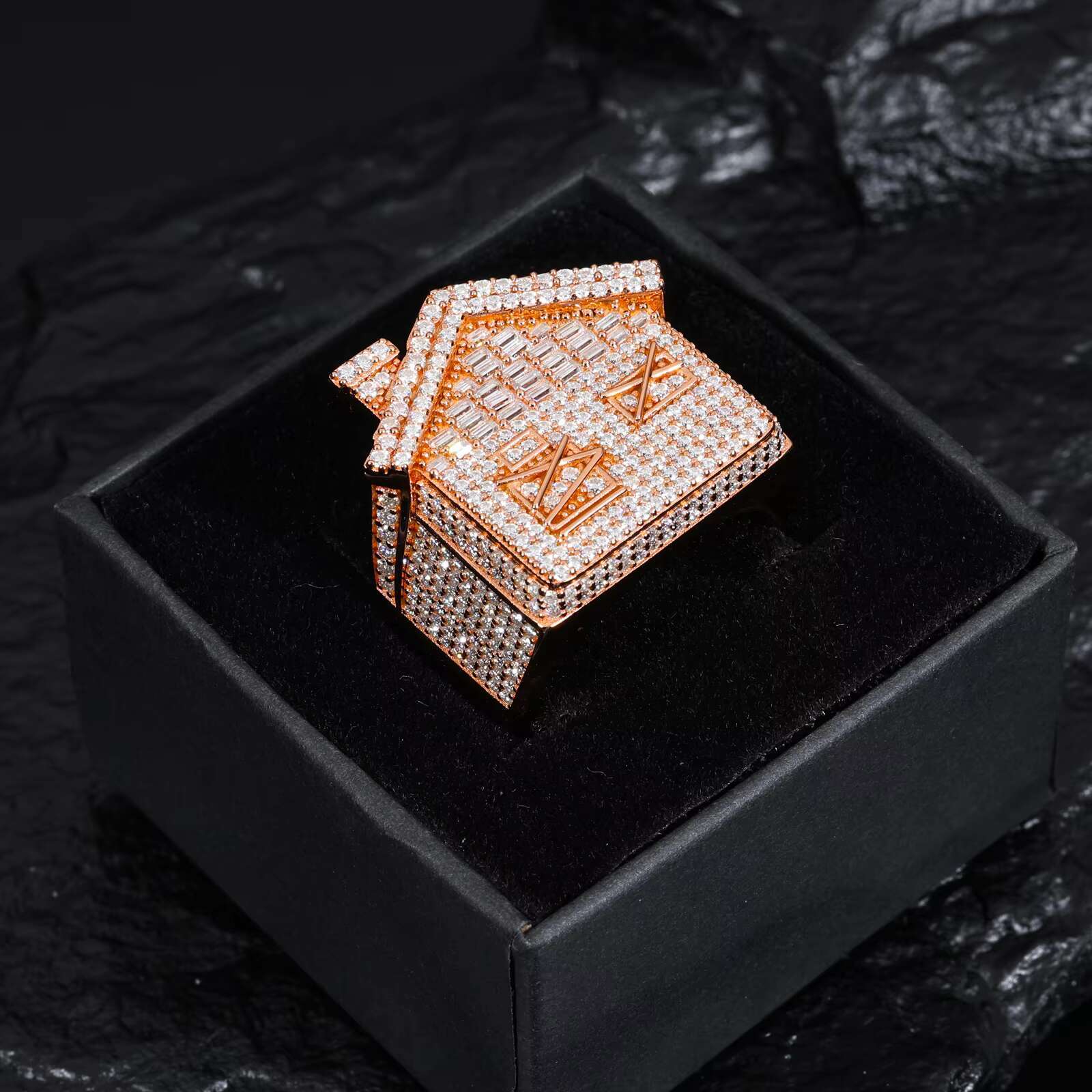 Pass Diamond Tester Moissanite Trap Houses Ring Jewelry Factory Custom 925 Silver Iced Out Hip Hop Rappers Ring for Men