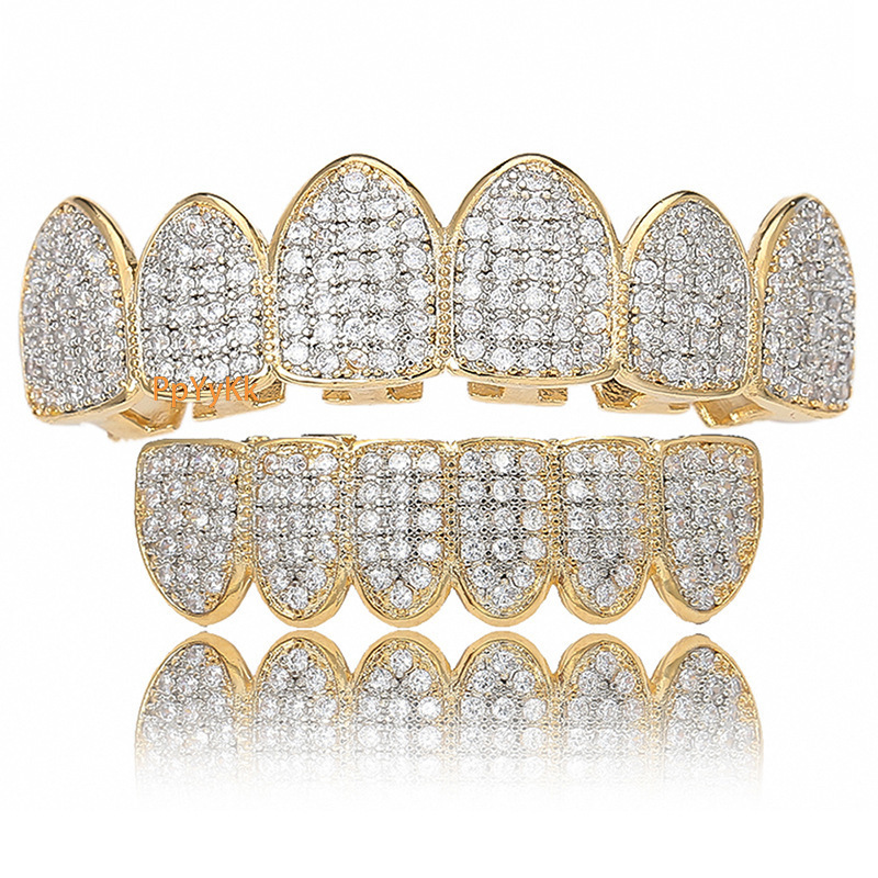 Iced Out Luxury Moissanite Hip Hop Grillz Halloween Exaggerated Personalized Costume Accessories Pass the diamond tester