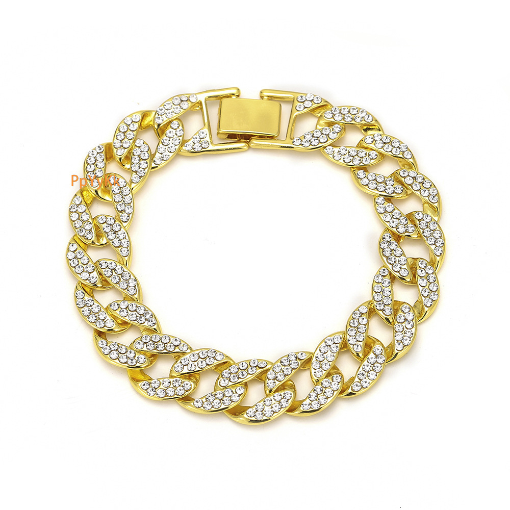 Gold Plated Men's Cuban Link Bracelet Iced Out VVS Moissanite Hip Hop Jewelry Set Bracelet Necklace Passes the Diamond Tester