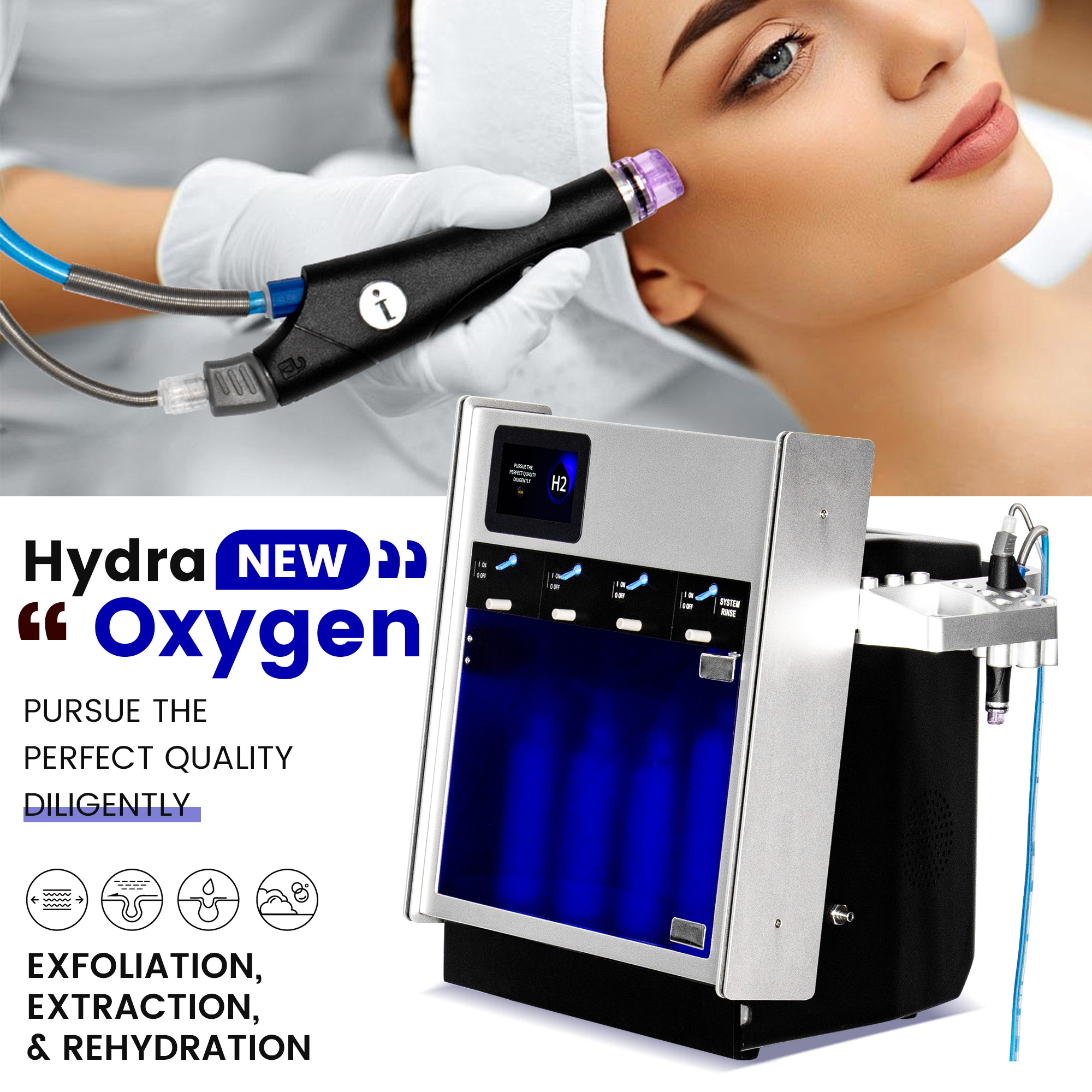 Hydra Oxygen Skin Moisturizing Beauty Machine Hydrodermabrasion Water Peeling Deep Cleansing Exfoliation Beauty Facial Device