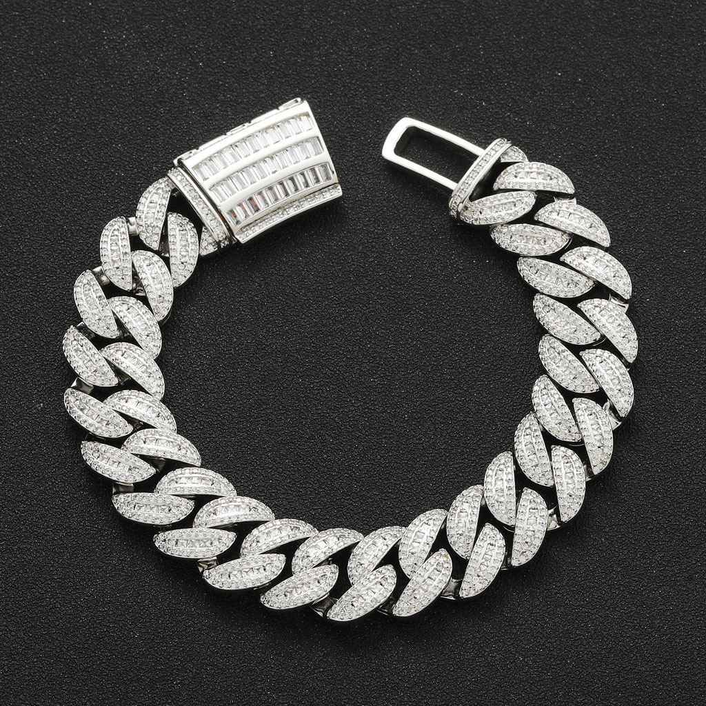 15MM High-Quality Miami Cuban Chain VVS Moissanite Iced Out Hip Hop Statement Bracelet for Men Pass the diamond tester