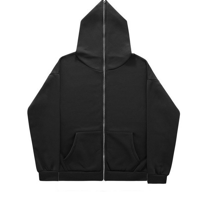 2024 Cardigan Full Face Zipper Sweatshirt Plain Hoodie