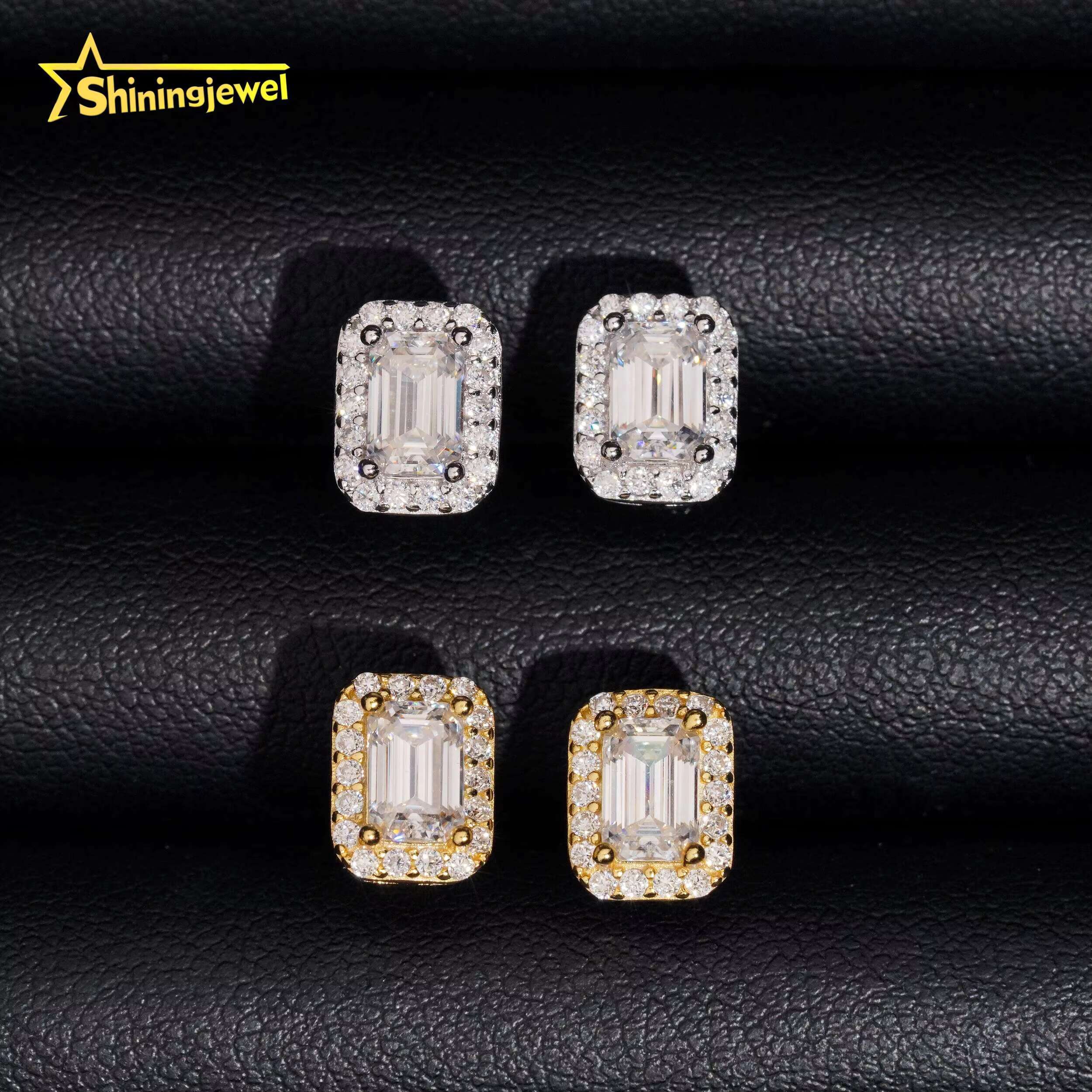 High Grade Fine Jewelry Pass Tester Stocks 925 Sterling Silver VVS Diamond Moissanite Stud Earring Men Earrings