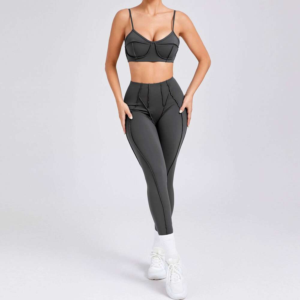 2025 Women Nude Straps Yoga Sets Squat Proof Sports Bra Workout High Waist Leggings Fiess Pant Female Active Wear Suits