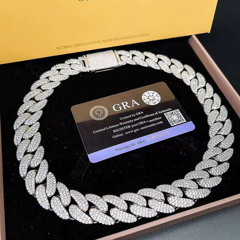 14MM Iced Out Bling Diamond Hip Hop Miami Wholesale Cuban Link Chain Jewelry Moissanite Cuban Chain
