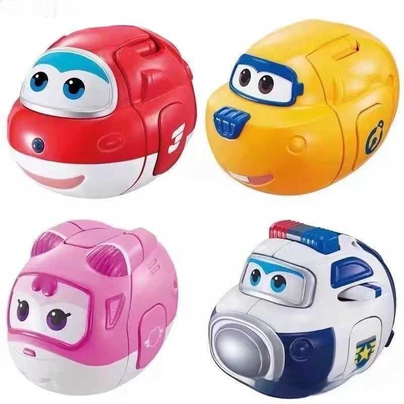 8/10pcs Set Super Wings Mini Transformable Eggs Anime Figurine Transformation Toys Jett Deformation Robot Aircraft 3 Forms X250628