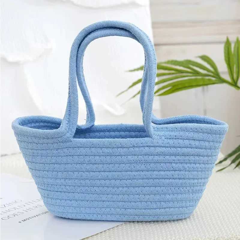 Fashionable Woven Bucket Bag Summer Handbag Single Shoulder Bag Versatile INS Vegetable Basket Handle Bag New Model XJ250627