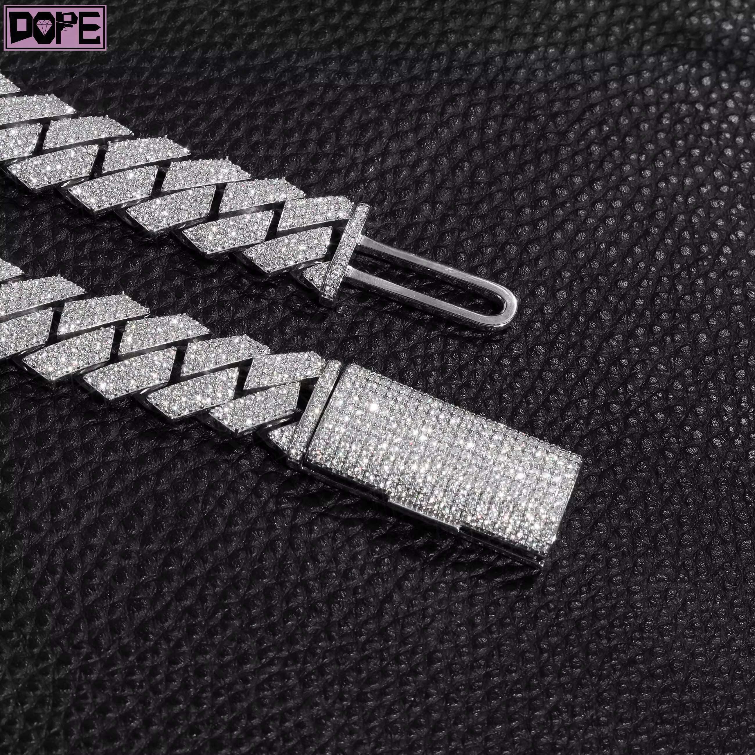 moissanite chain Hip Hop 8mm 10mm 14mm Cuban Link Chain Iced Out Men Necklace Bracelet VVS Lab Diamond 925 Silver Cuban Chain