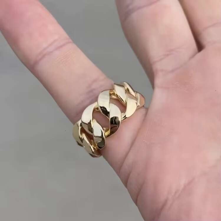 Rapper Ring Customized Full Size 9k Gold 10k Gold Simple Cuban Ring Hot Sale for Mens Hiphop Life