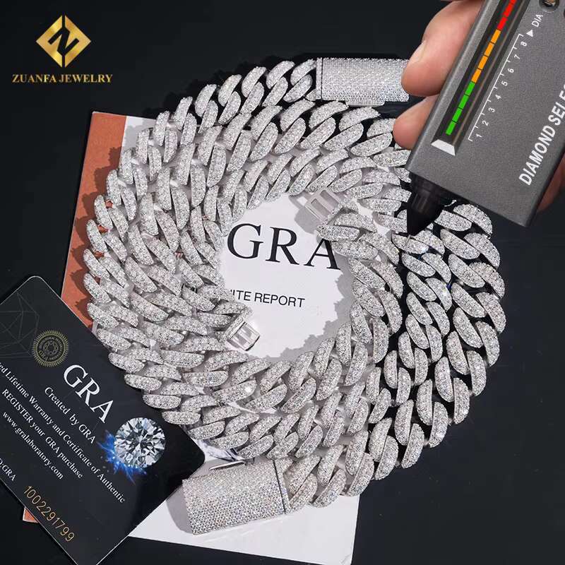18mm Cuban Link Chain Bracelet 925 Sterling Silver Moissanite Fashion Pass Diamond Tester Fire Jewelry Iced Out Hip Hop Style
