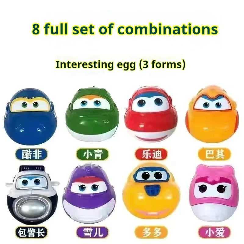8/10pcs Set Super Wings Mini Transformable Eggs Anime Figurine Transformation Toys Jett Deformation Robot Aircraft 3 Forms X250628