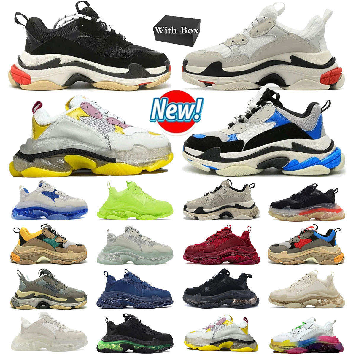 Free shipping triple s designer sneakers casual shoes for men women Black White Blue Pink orange outdoor runners womens trainers sports