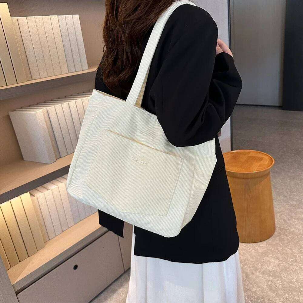 Corduroy Tote Women Waterproof Causal Shopping Bag Large Capacity Shoulder Bags Handbags for School Work Travel 2023 New