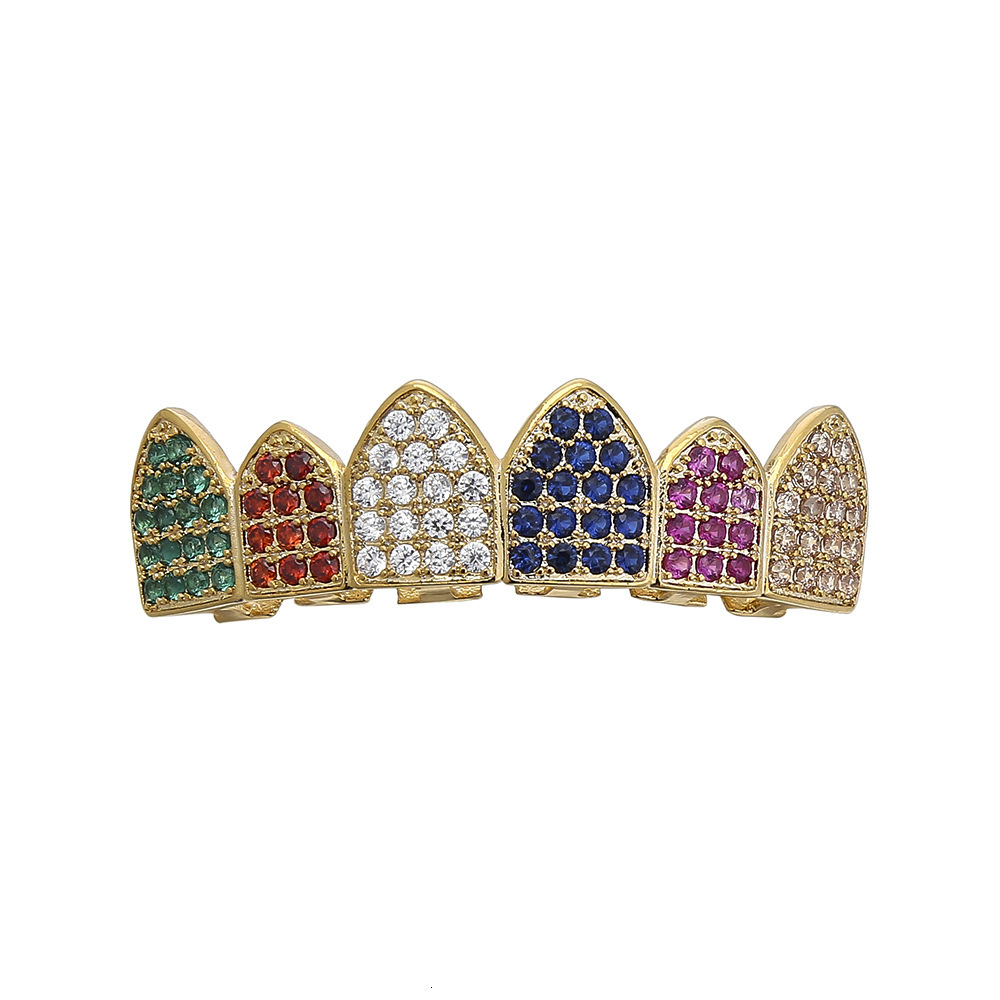 New Arrival Moissanite Jewelry 6 Color Micro Pave Iced Out Hip Hop Vampire Fangs Grillz Bling Accessories Pass the diamond tester