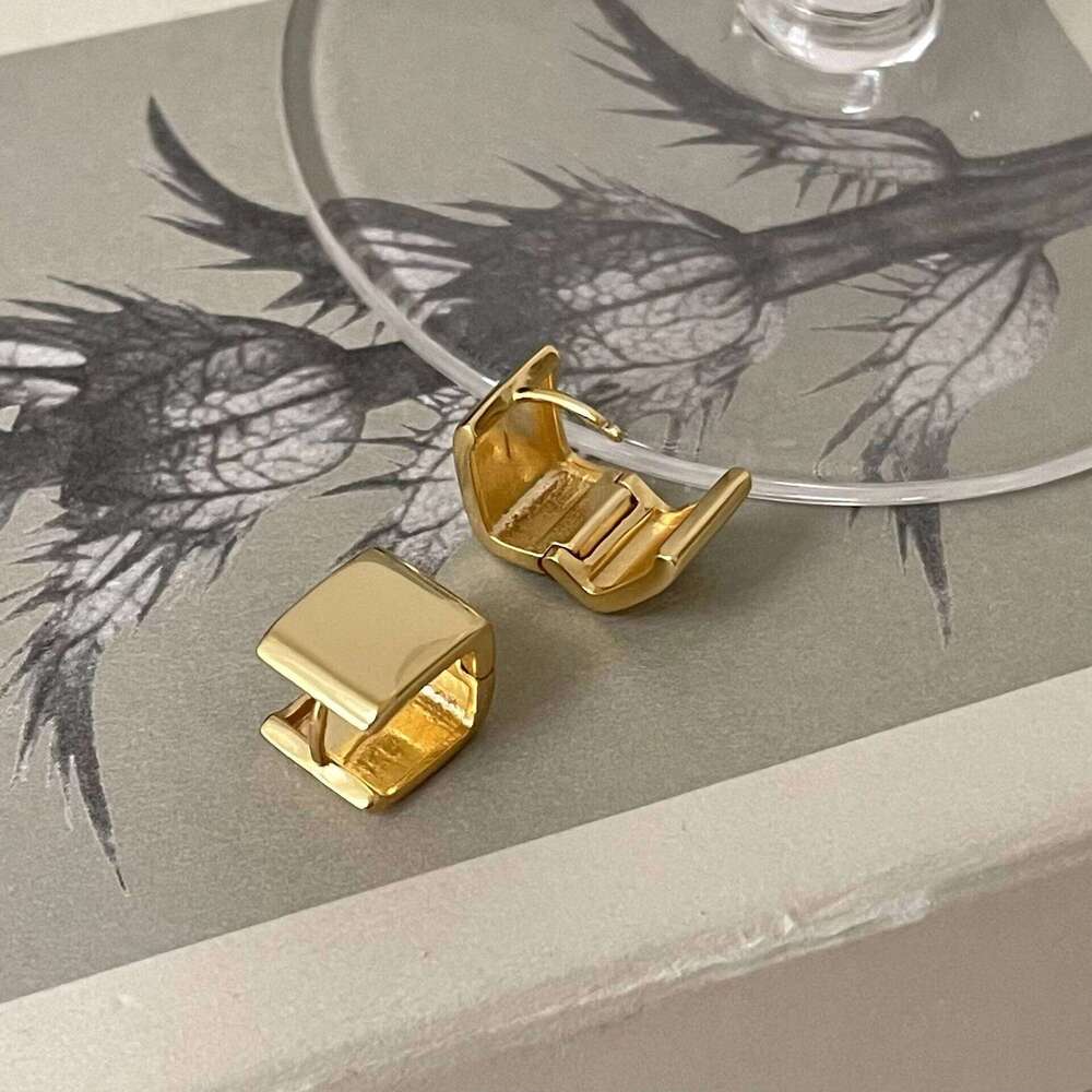 Sterling Sier Square Wide Edition Hies Earring Button Ear Nail Fashion Woman Hoop Earrings