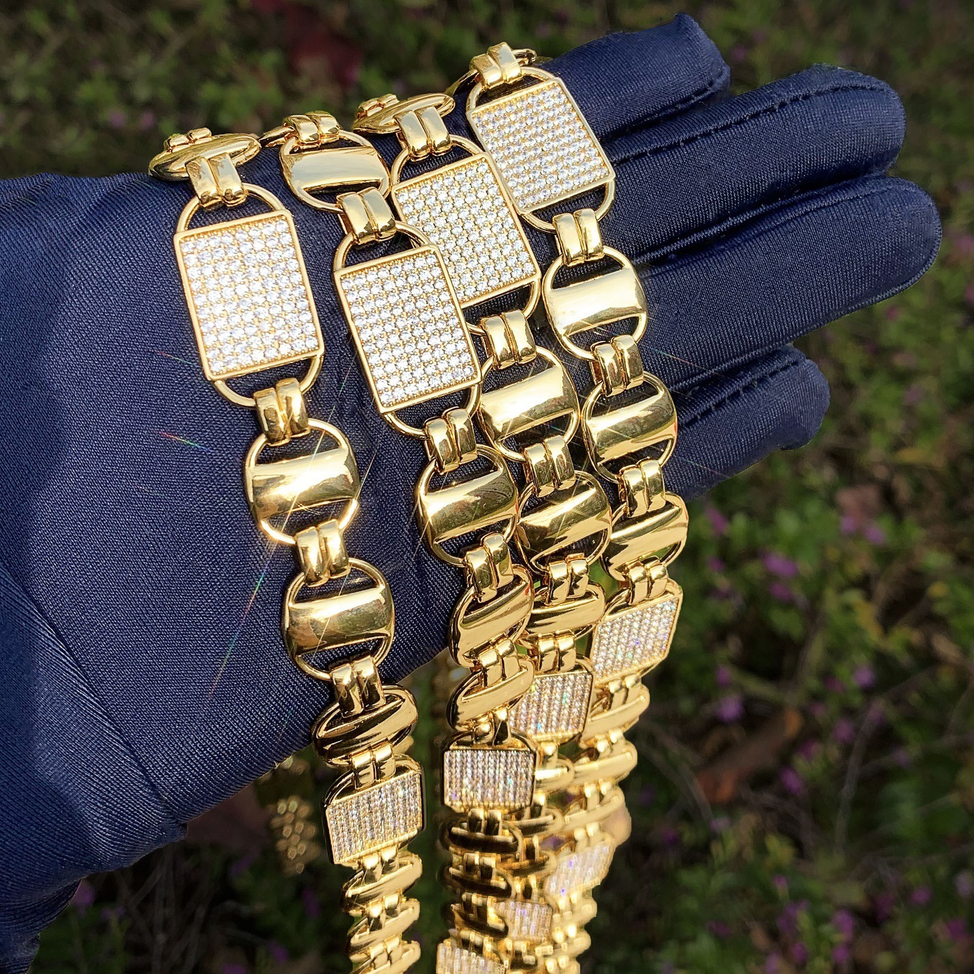 New Release 14mm Luxury VVS Moissanite Iced Out Hip Hop Square Chain Edgy Multi-Size Statement Jewelry Pass the diamond tester