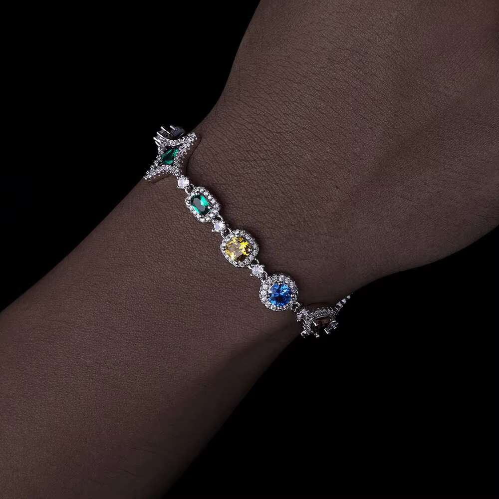 2025 High Quality Hip Hop Brass Jewelry Colorful Iced Out Star Diamond Zircon Gemstones Necklace for Women Men Gift Cuban Chain